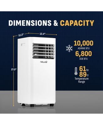 10,000 BTU Portable Air Conditioner (6,000 BTU DOE), Compact AC Design with Easy Setup Window Venting Kit, Self-Evaporative System, Quiet Operation, Dehumidifying Mode with Remote and Timer