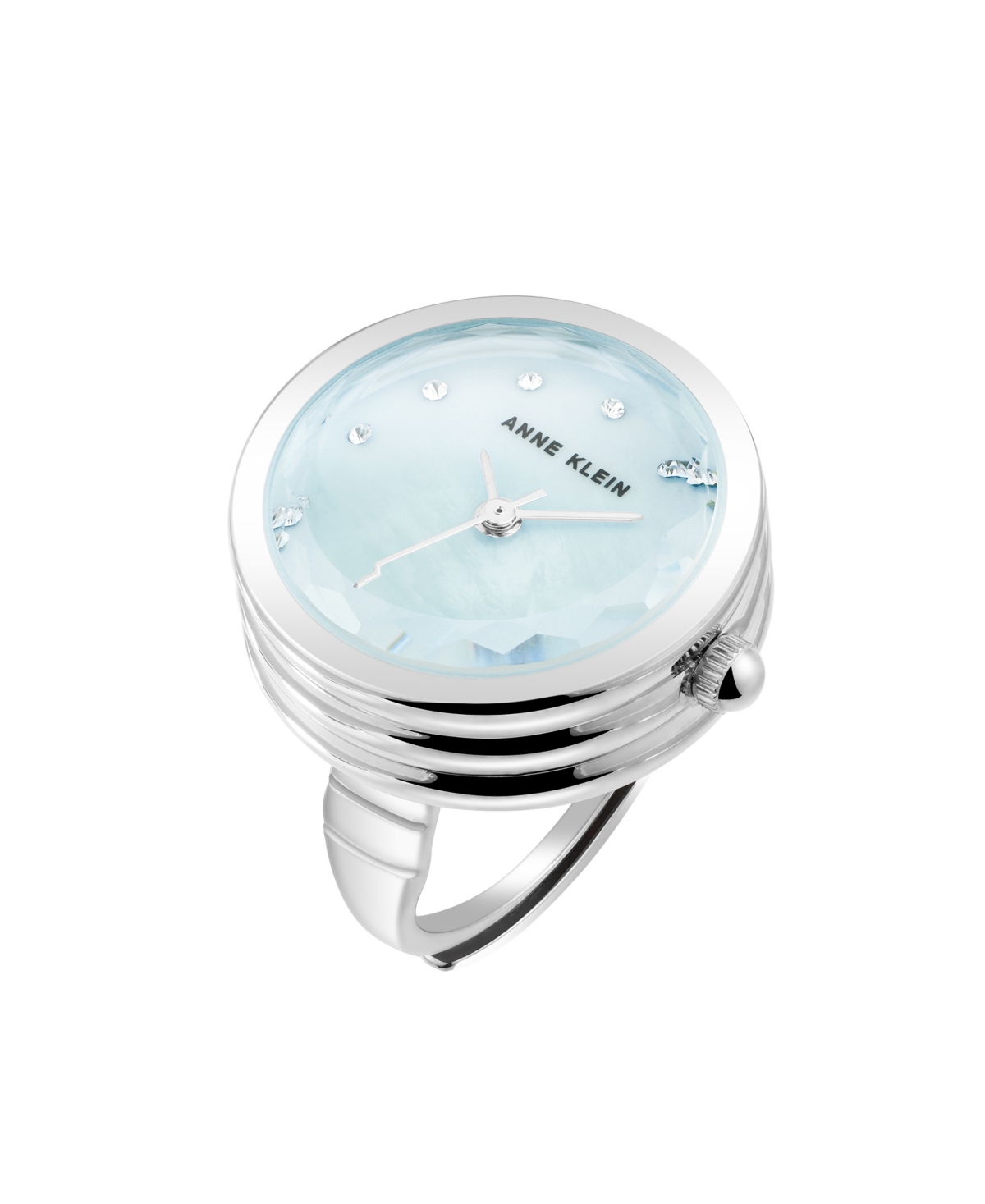 Women's Quartz Aqua and Silver-Tone Metal Alloy Ring Watch, 20mm - Silver-Tone, Aqua