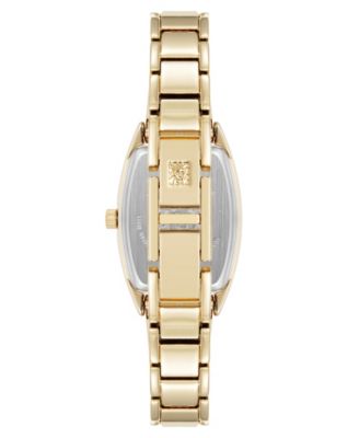 Women's Quartz Cushion White Enamel with Gold-Tone Metal Alloy Bangle Watch, 22mm