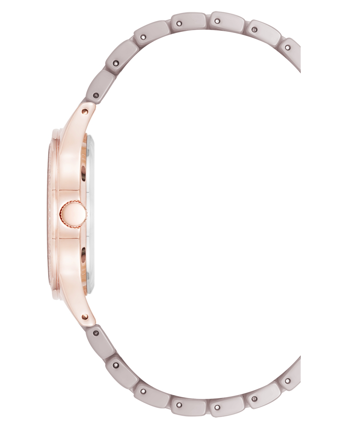Anne Klein Women's Quartz Taupe Ceramic Bracelet Floral Dial Watch, 34mm In Rose Gold-tone,taupe