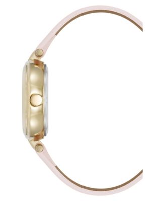 Women's Quartz Round Blush Pink Leather and Gold-Tone Metal Alloy Strap Watch, 32mm