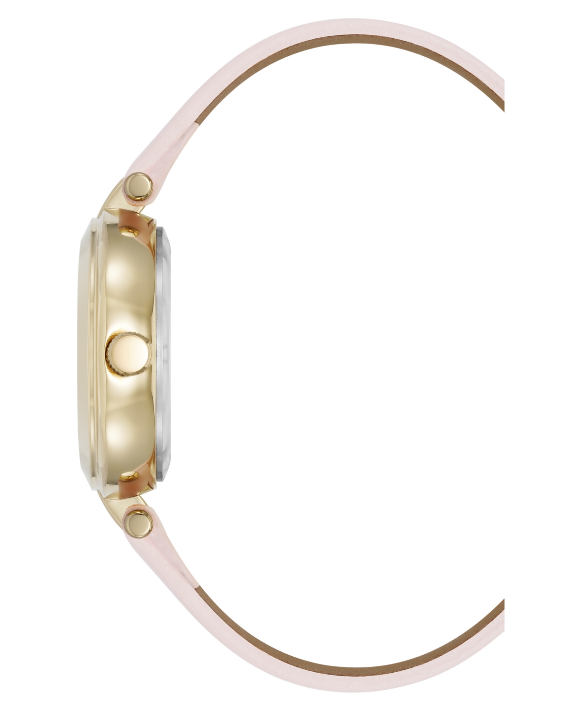 Anne Klein Women's Quartz Round Blush Pink Leather And Gold-tone Metal Alloy Strap Watch, 32mm In Gold-tone,blush Pink