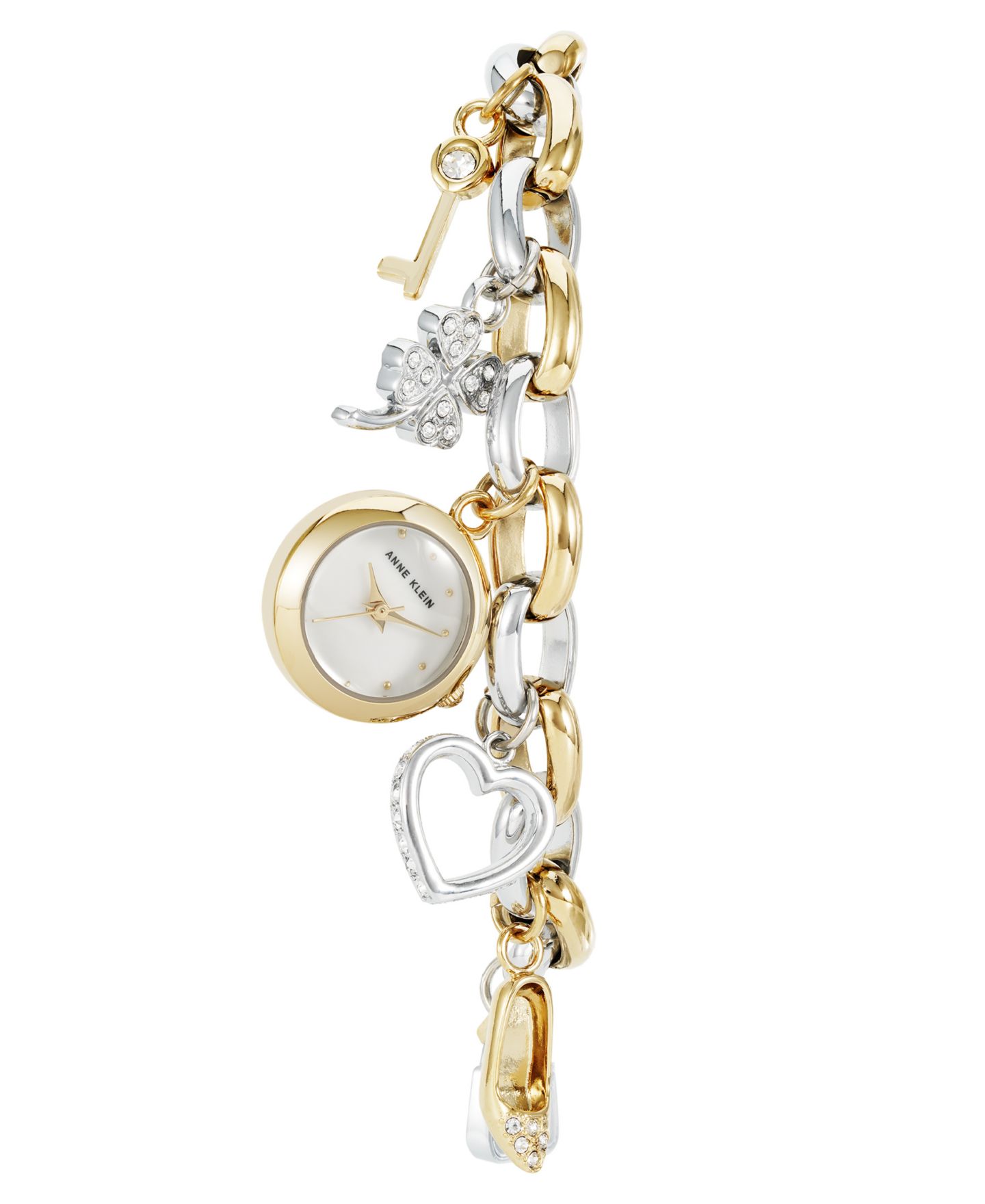 Женские часы Anne Klein Quartz Two-Tone Metal Alloy Crystal Accented Charm Bracelet Watch, 20mm — фото 3