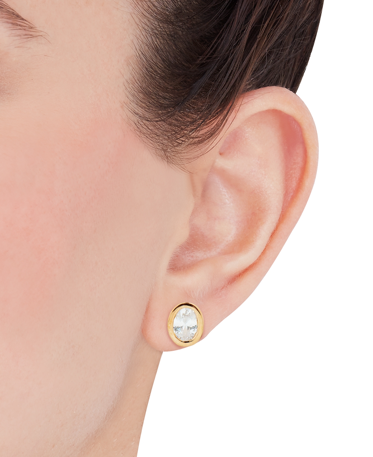 Macy's Diamond Bezel Oval Stud Earrings (3/8 Ct. T.w.) In 14k Gold In Yellow Gold