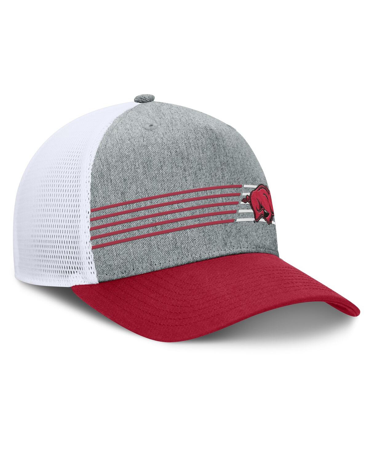 Fanatics Men's Heather Gray/cardinal Arkansas Razorbacks Profile Trucker Adjustable Hat In Heather Gray,cardinal