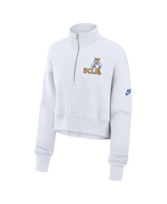 Women's White UCLA Bruins Legacy Elevated Logo Cropped Half-Zip Sweatshirt