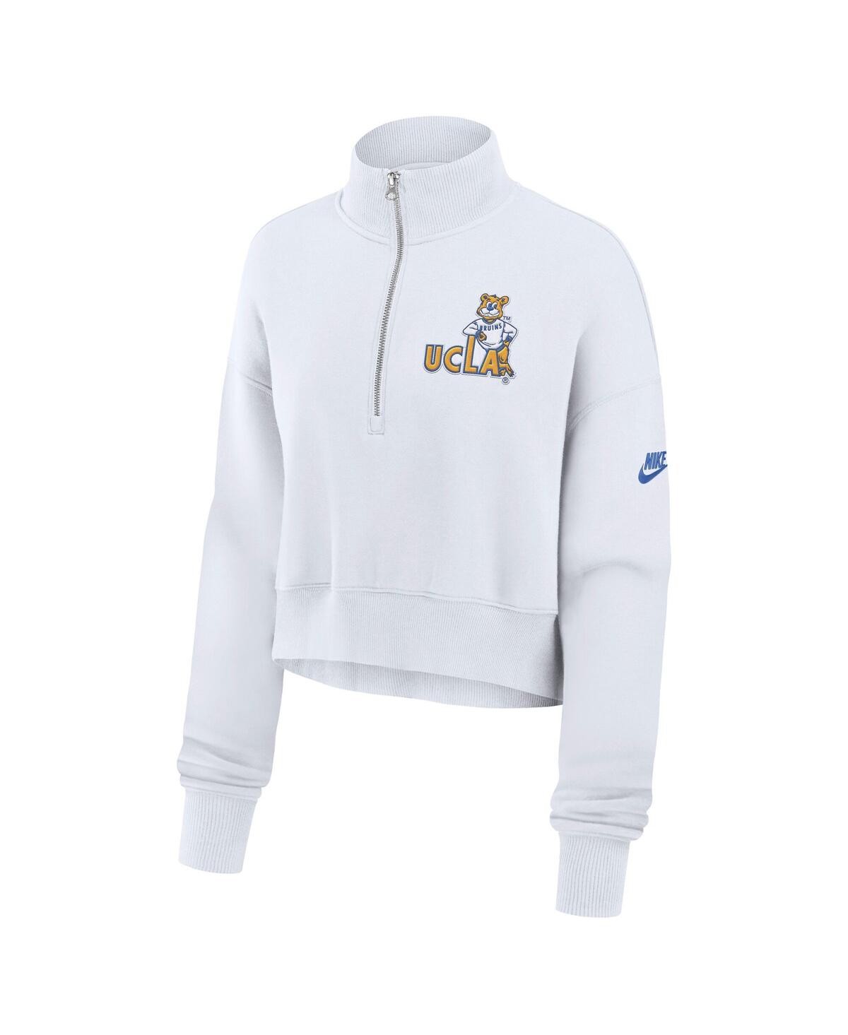 Nike Women's White Ucla Bruins Legacy Elevated Logo Cropped Half-zip Sweatshirt In White