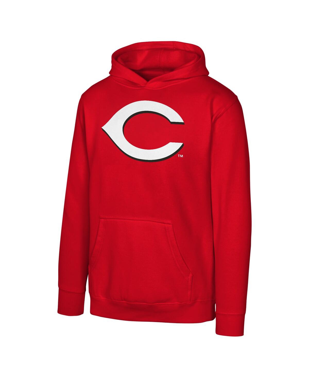 Outerstuff Big Boys And Girls Red Cincinnati Reds Primary Logo Pullover Hoodie In Red