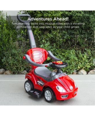 3-in-1 Kids Push and Pedal Toddler Ride On Wagon Play Toy Stroller w/ Sounds, Handle, Horn