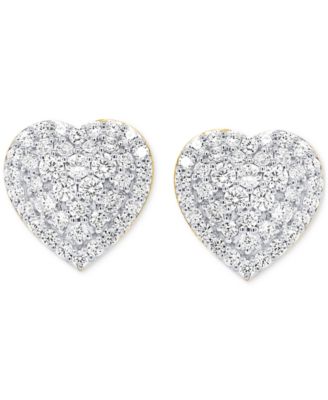 Lab Grown Diamond Heart Cluster Stud Earrings (2 ct. t.w.) in Sterling Silver or 14k Gold-Plated Sterling Silver