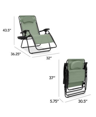 Oversized Zero Gravity Chair, Folding Outdoor Patio Recliner w/ Cup Holder