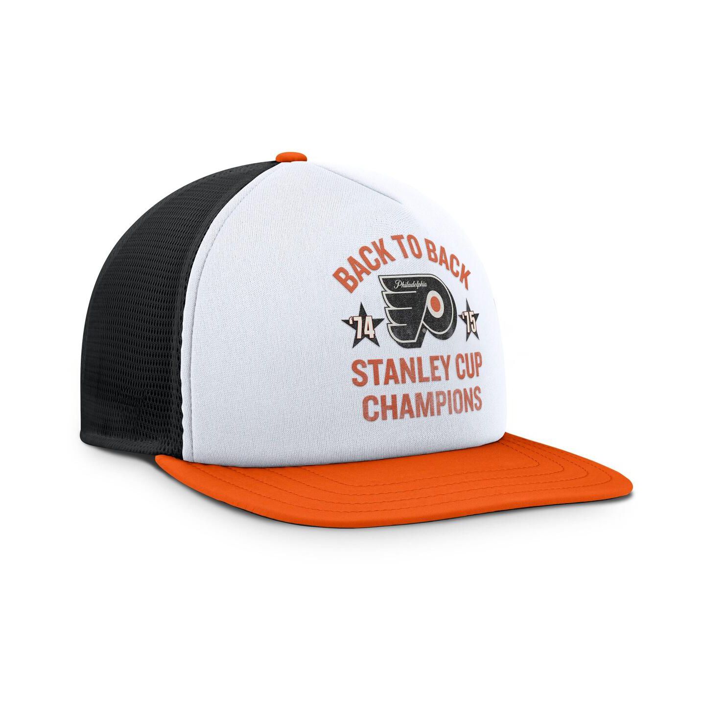 Мужская кепка Fanatics White/Orange Philadelphia Flyers Decades Collection Foam Front Snapback Hat — фото 3