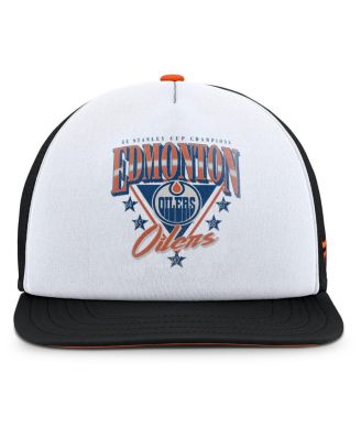 Men's White/Black Edmonton Oilers Decades Collection Foam Front Snapback Hat