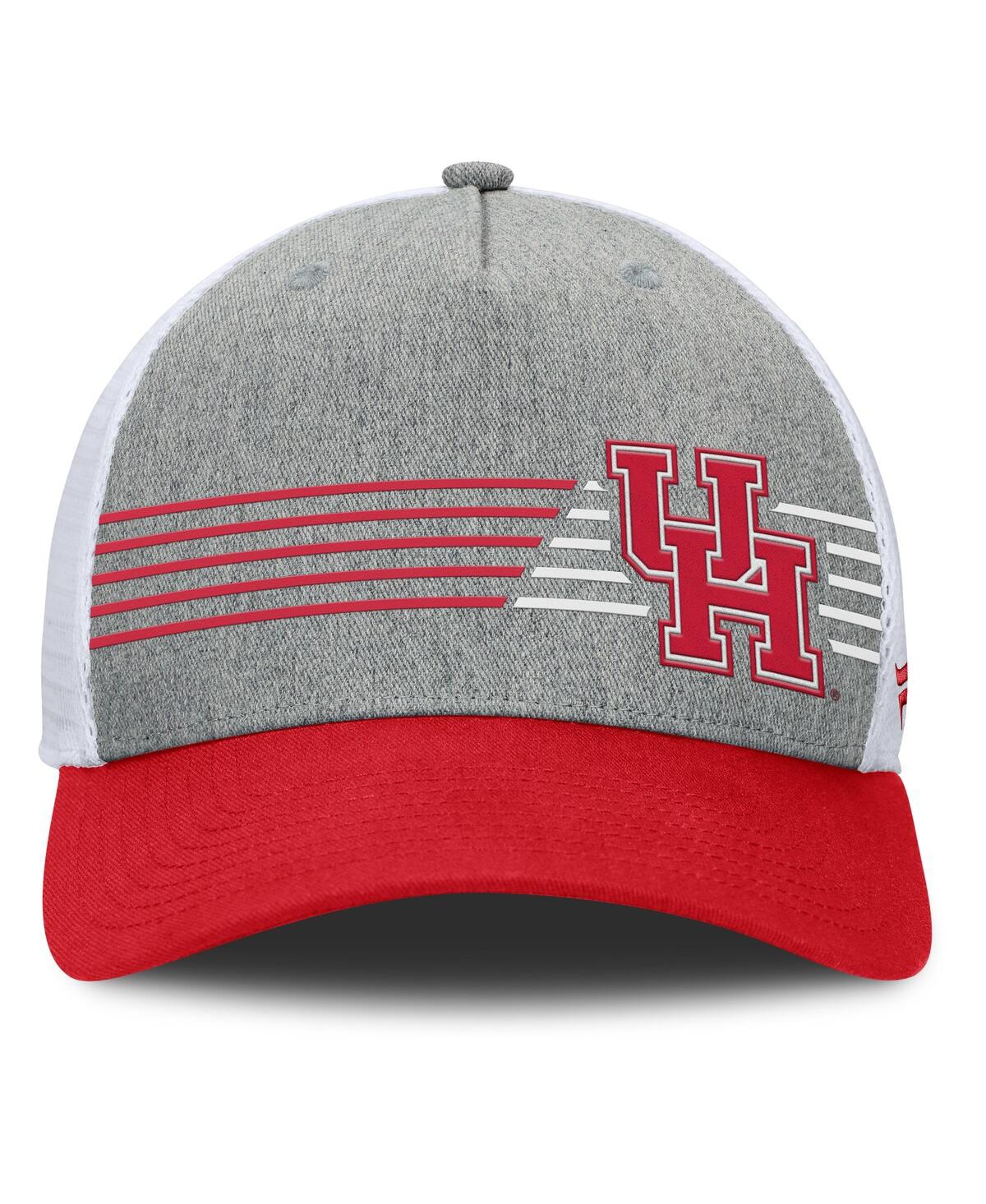 Fanatics Men's Heather Gray/red Houston Cougars Profile Trucker Adjustable Hat In Heather Gray,red