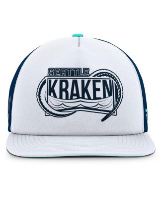 Men's White/Deep Sea Blue Seattle Kraken Authentic Pro Hometown Rink Foam Trucker Snapback Hat