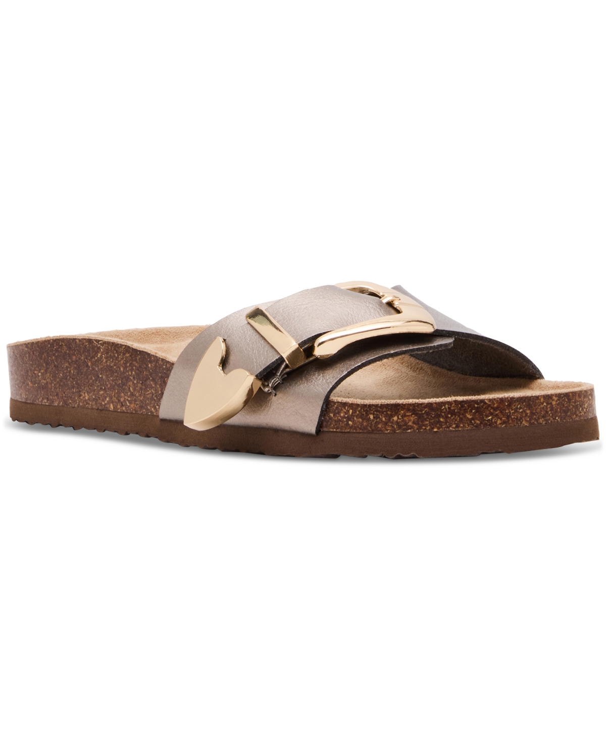 Brookk Buckled Footbed Slide Flat Sandals - Taupe Pearl