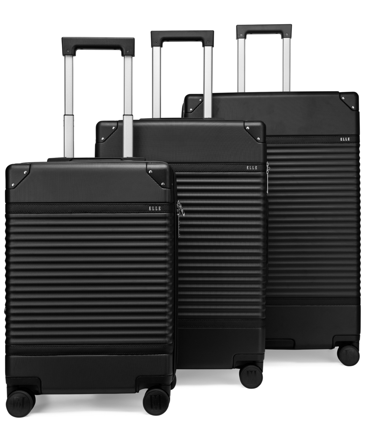 Shop Elle Bville 3-piece Expandable Retro Spinner Luggage Set In Black