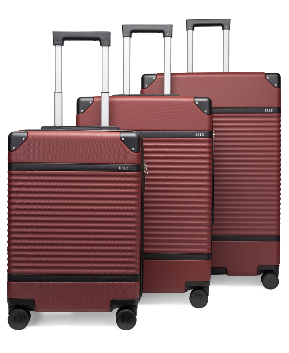 Shop Elle Bville 3-piece Expandable Retro Spinner Luggage Set In Burgundy
