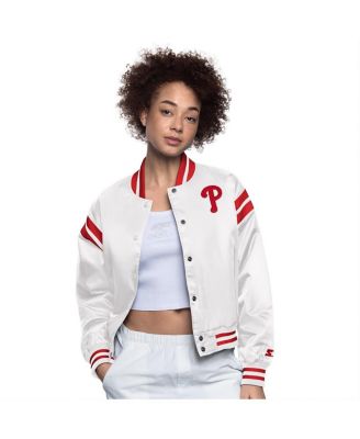 Starter - Women's&nbsp; White Philadelphia Phillies Full Count Full-Snap Varsity Jacket