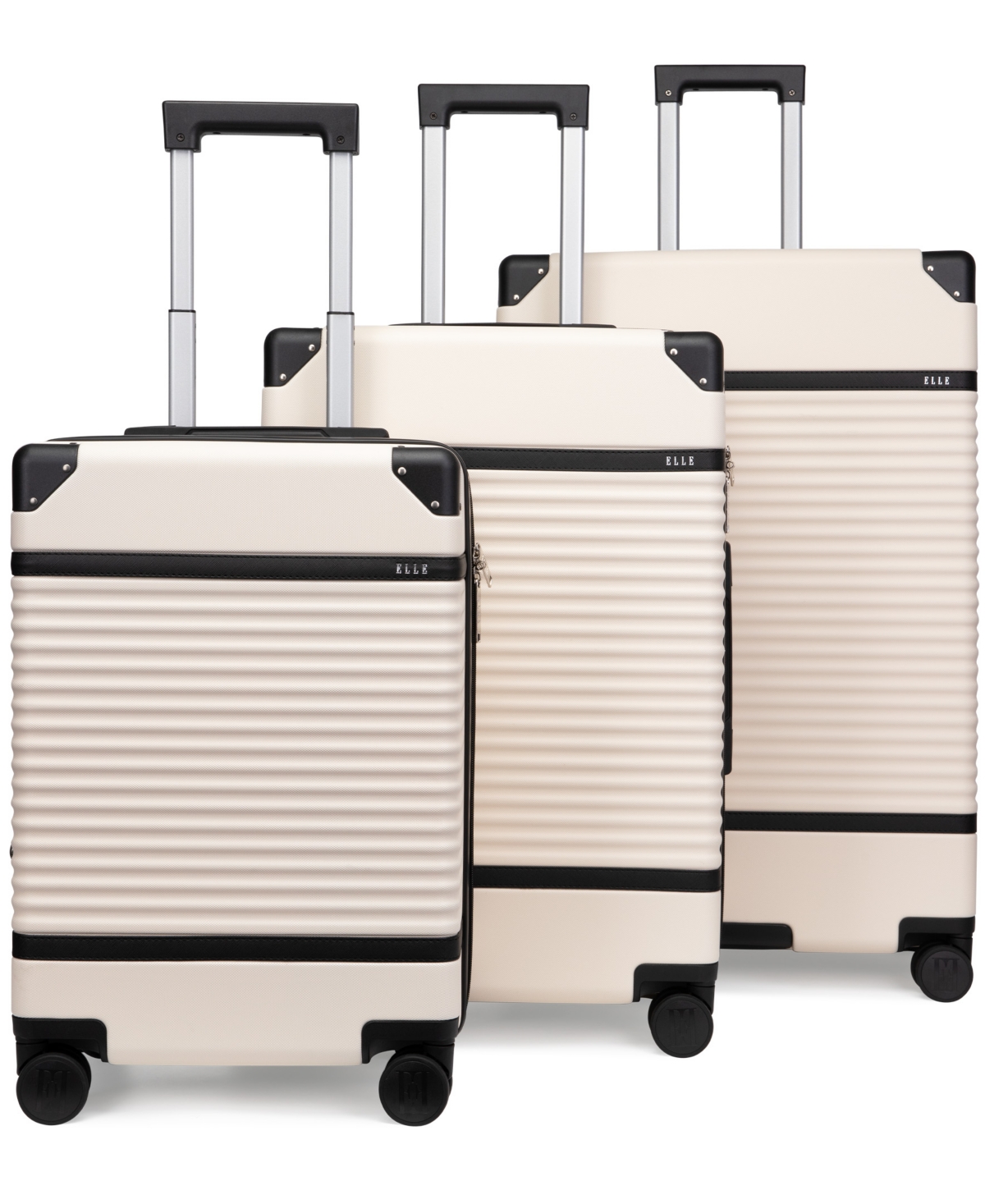 Elle Belleville 3-Piece Expandable Retro Spinner Luggage Set - Champagne