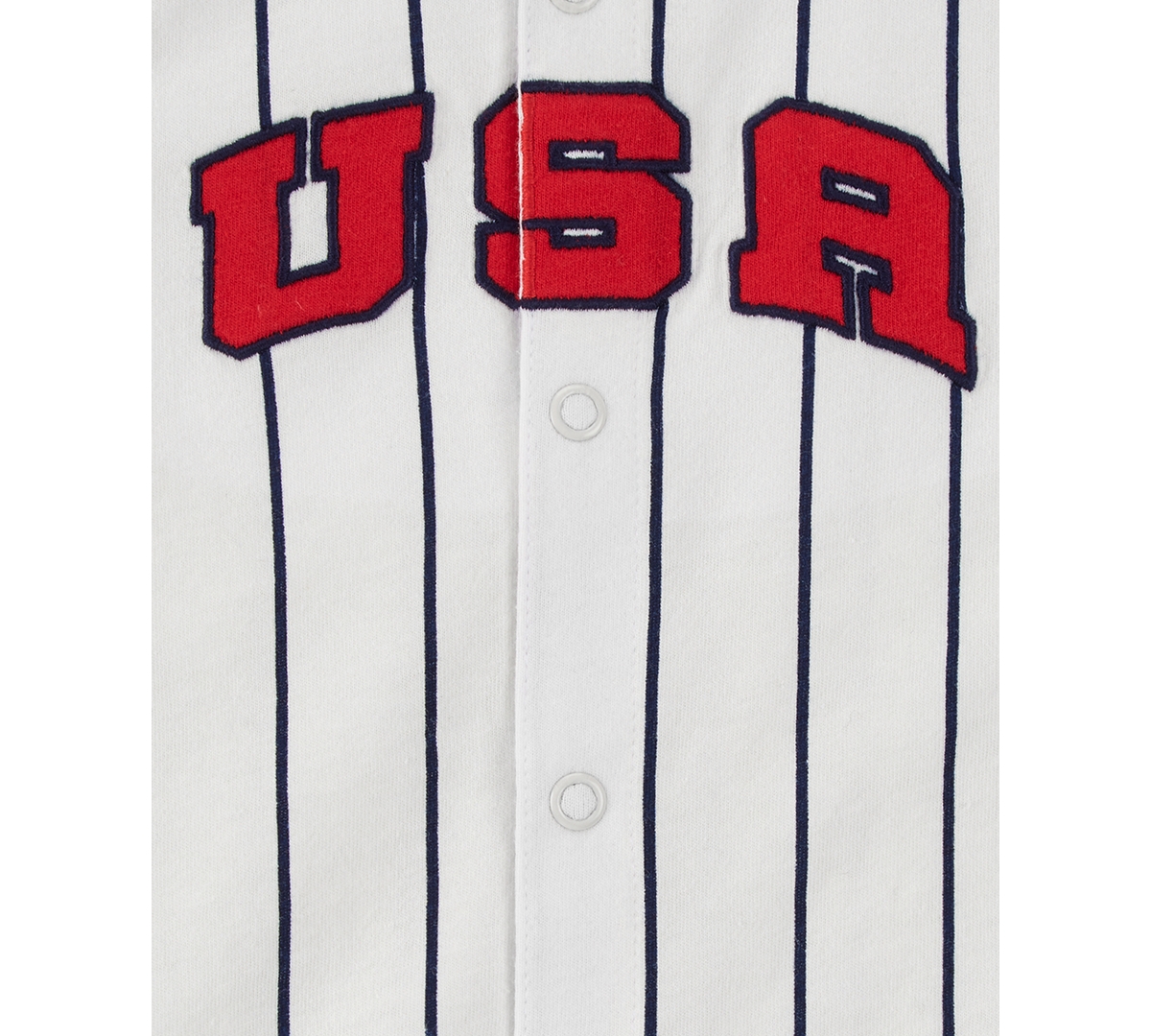 Carter's Baby July 4th Usa Varsity Stripe Romper In Ivory,navy
