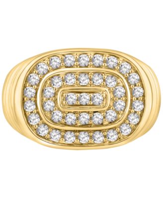 Men's Diamond Circular Cluster Oval Ring (1 ct. t.w.) in 10k Gold