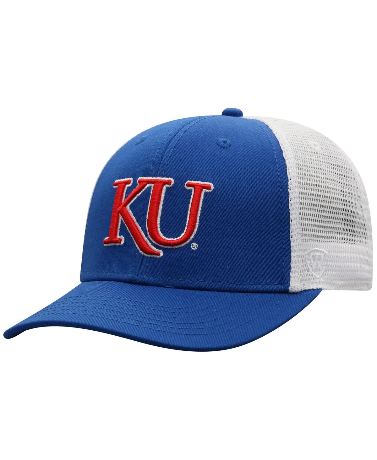 Top Of The World Men's Royal/white Kansas Jayhawks Victory Baseline Trucker Adjustable Hat In Royal,white