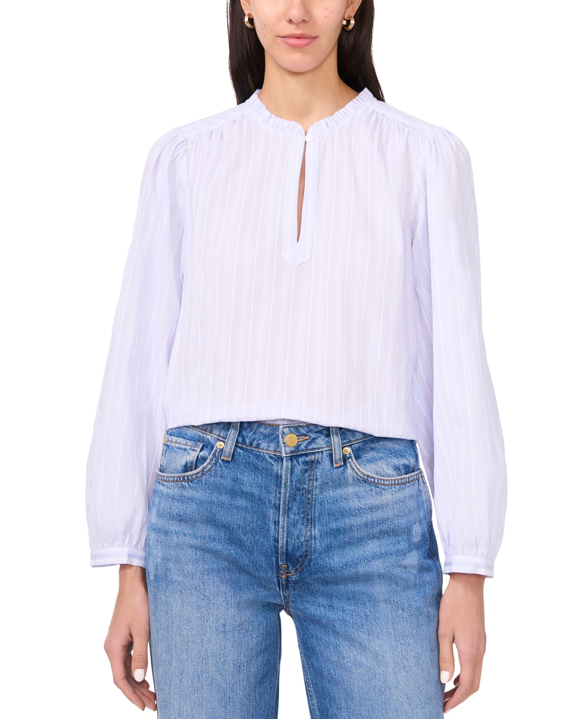 Women's Cotton The Alora High-Neck Blouse - Kentucky Blue