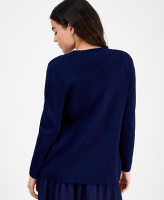 Petite Long-Sleeve Open-Front Cardigan