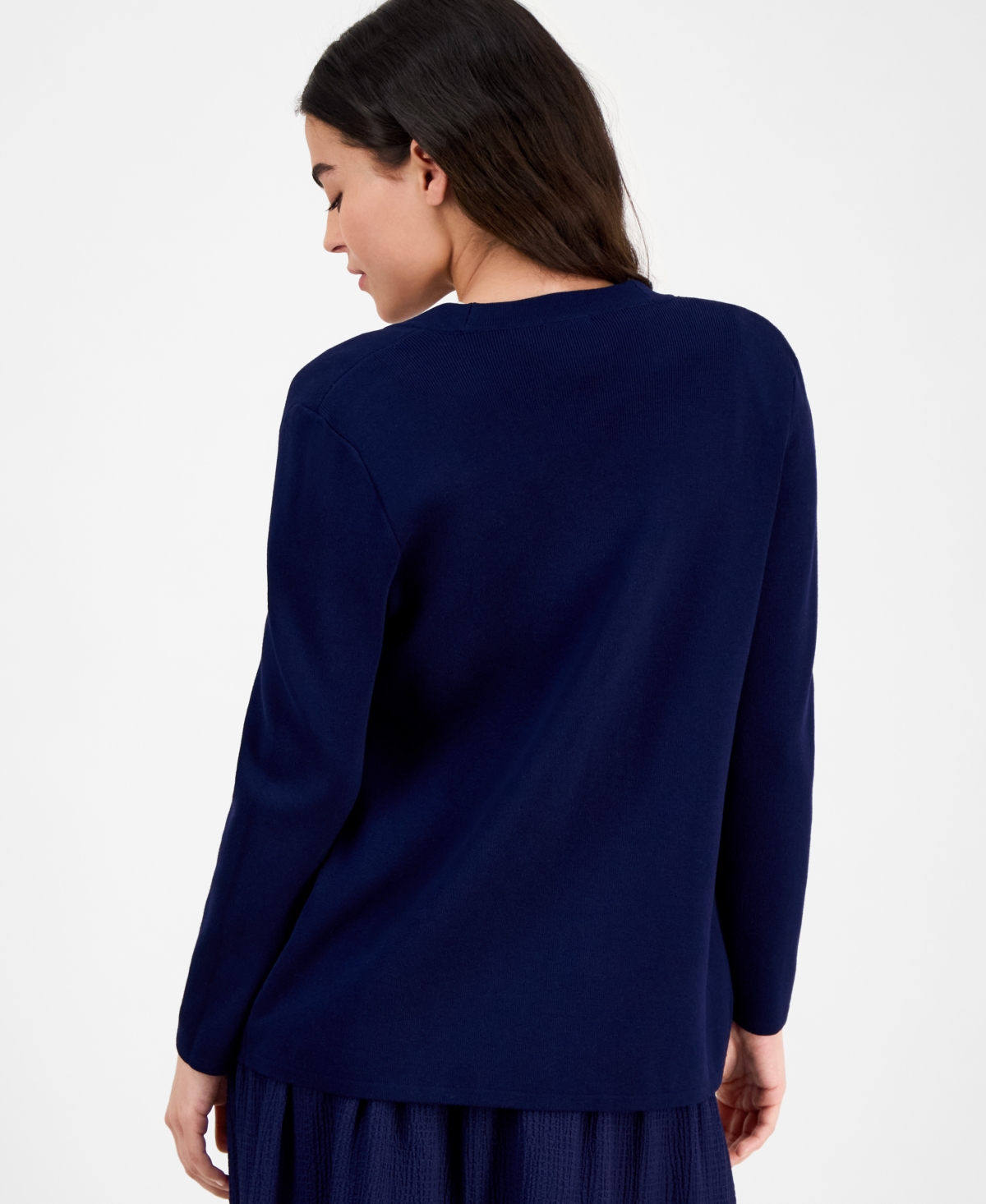 Ak Anne Klein Petite Newport Open-front Cardigan In Distant Mountain