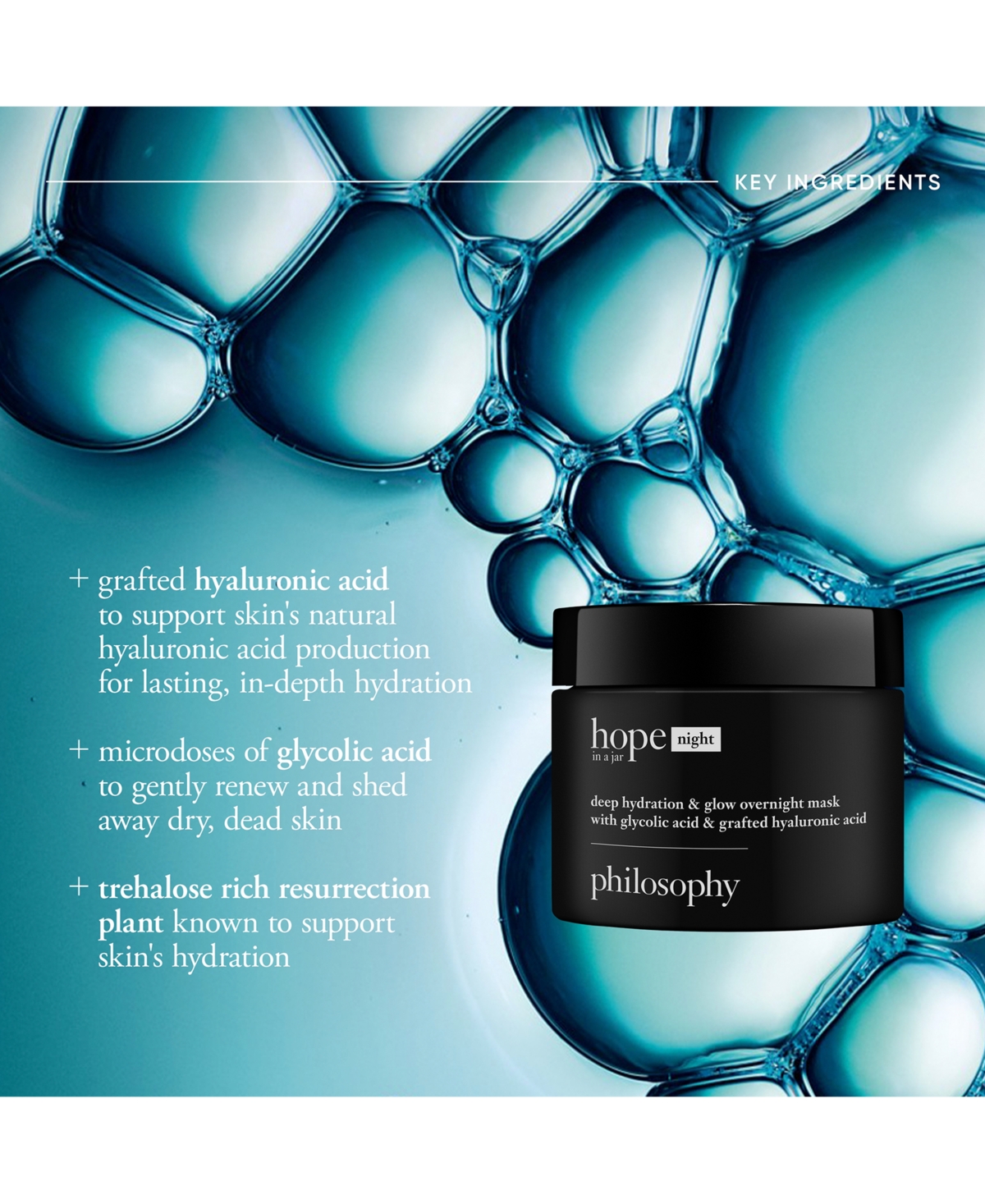 PHILOSOPHY HOPE IN A JAR DEEP HYDRATION & GLOW OVERNIGHT MASK, 2 OZ. 