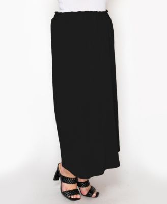 Plus Size Textured Rib Elastic Waist Maxi Skirt