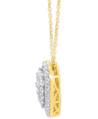 Lab-Grown Diamond Cluster Heart 18" Pendant Necklace (2 ct. t.w.) in Sterling Silver or 14k Gold-Plated Sterling Silver