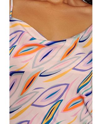 Plus Size Cowl Neck Satin Print Gown