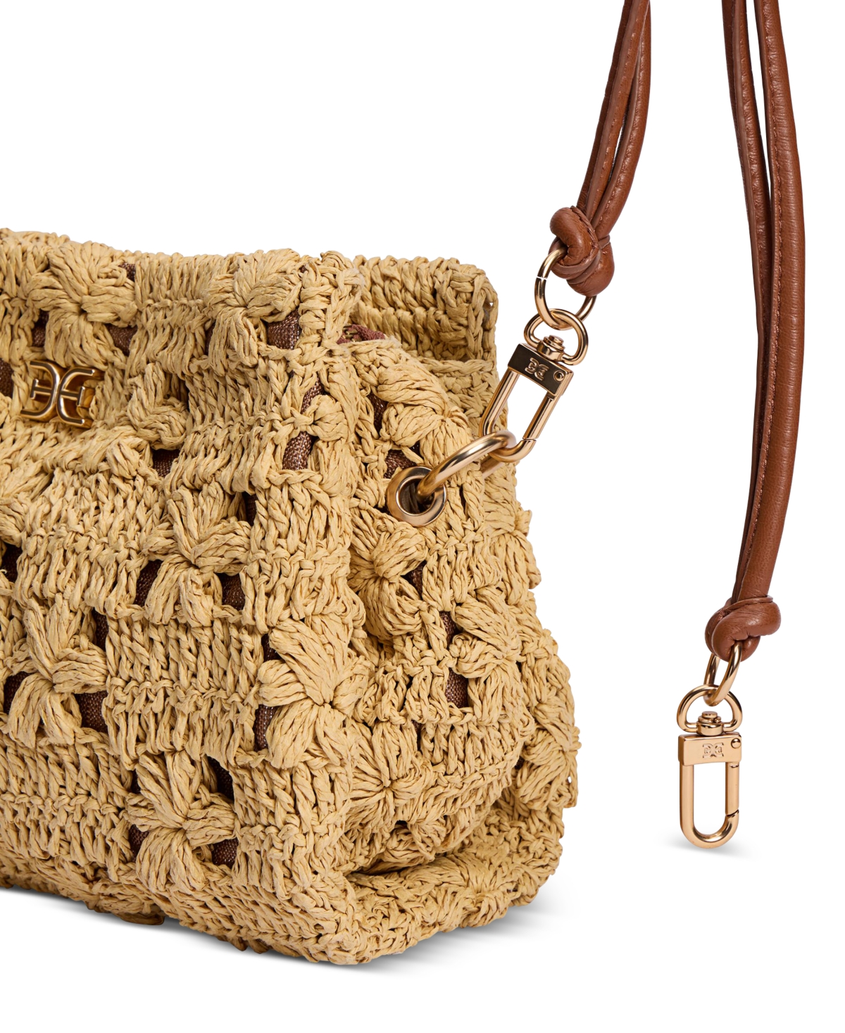 SAM EDELMAN LAYLA FLORAL RAFFIA SHOULDER BAG 