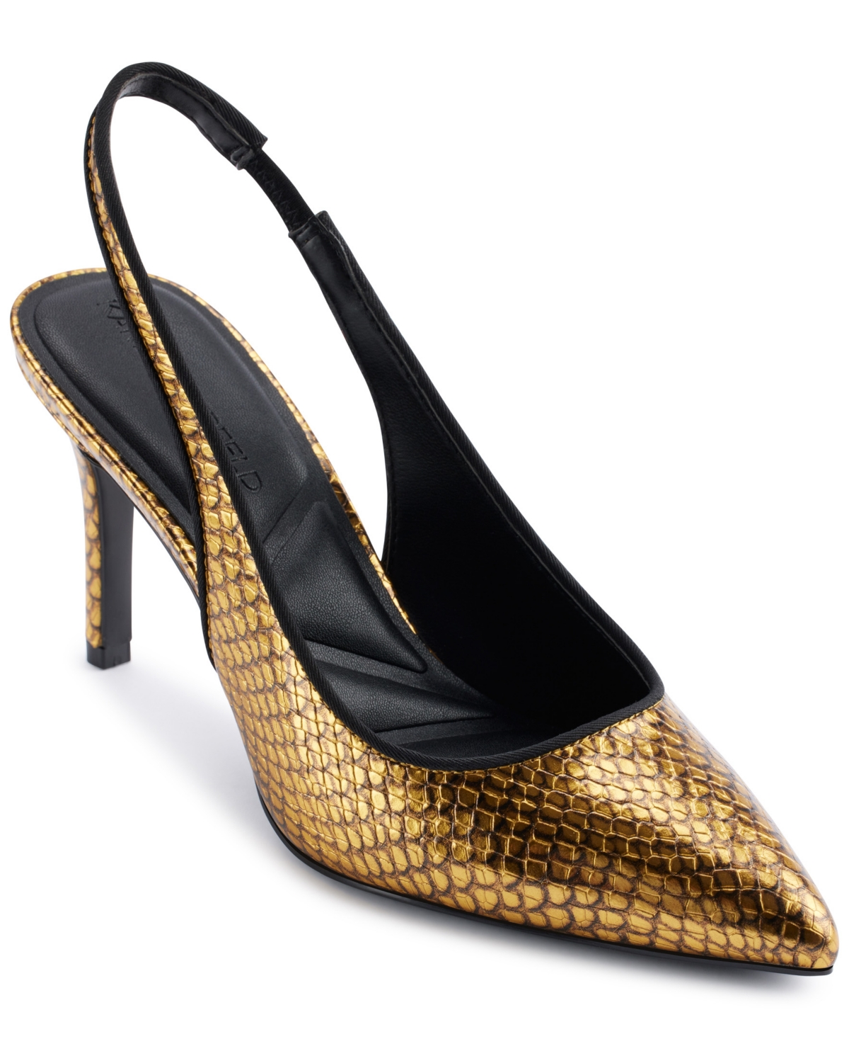Shop Karl Lagerfeld Women's Rosalyn Slingback Pumps In Gold,black