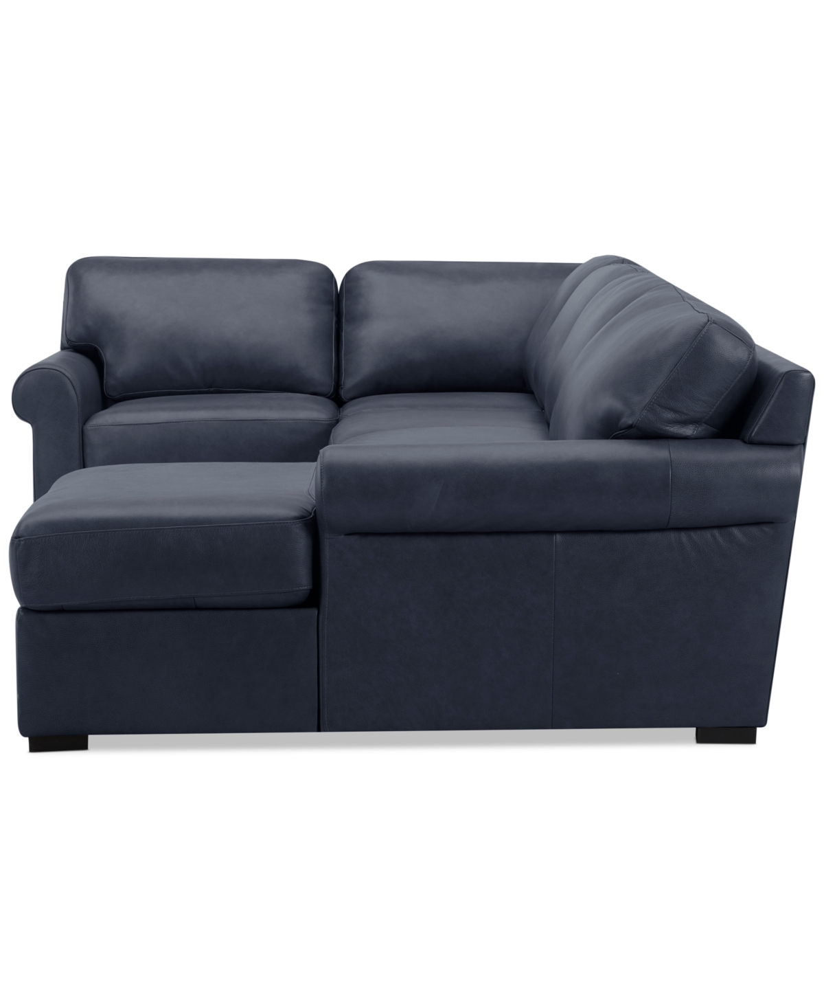 Macy's Radley Roll Arm 139" 4-pc. Leather Square Corner Chaise Sectional, Exclusively At