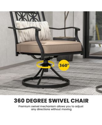 Patio Swivel Chair 4 PCS Outdoor Bistro Dining Chair Blossom Pattern Backrest