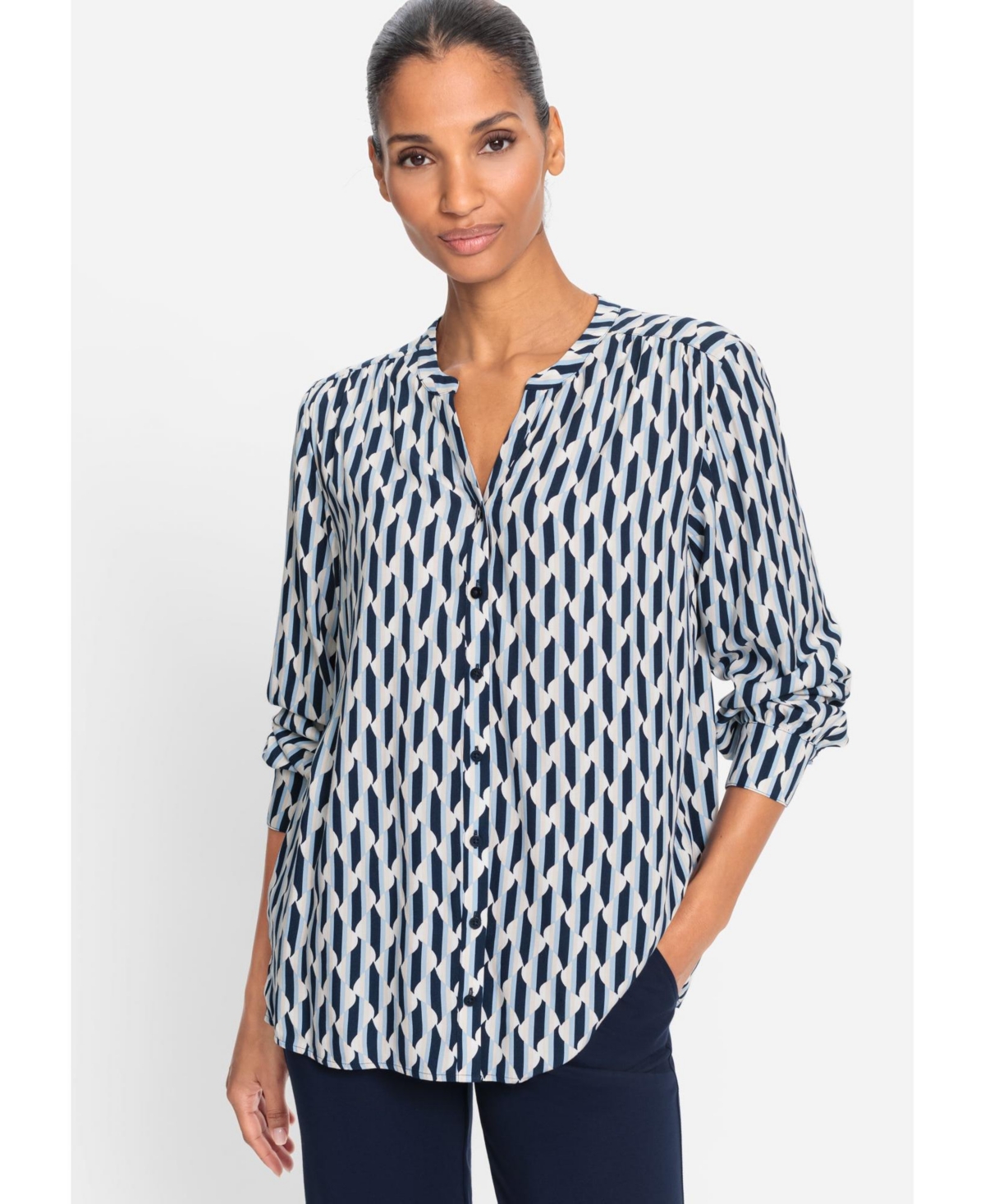 Women's Geo Print Tunic Shirt - Canvas beige