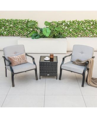 4 PCS Patio Metal Chairs Outdoor Dining Seat Heavy Duty with Cushions Garden