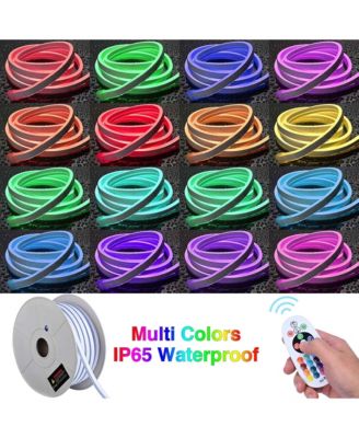 150FT Remote Control & APP AC 110V IP65 Waterproof Music Sync Dimmable Cuttable DIY DEL-D150R RGB Neon Rope Lights