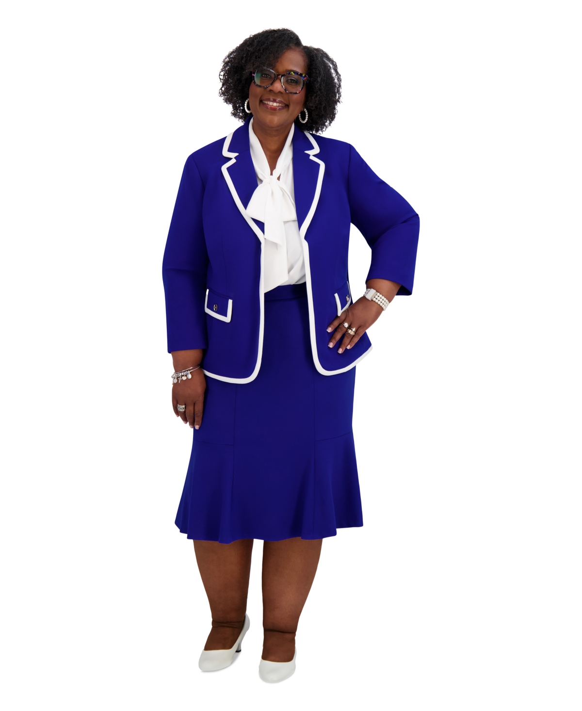 Women's Tipped Blazer, Regular & Plus Sizes - Crimson Cream