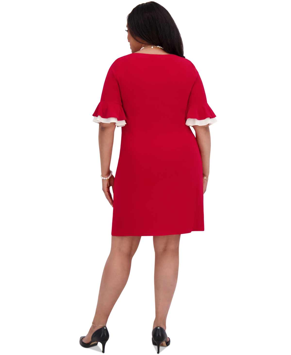 Kasper Women's Ruffle-sleeve Shift Dress, Regular & Plus Size In Crimson Cream