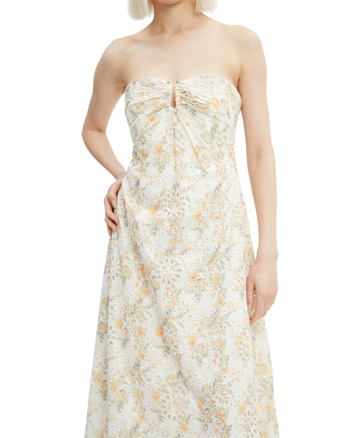 Bardot Lora Broderie Maxi Dress In Yellow Floral