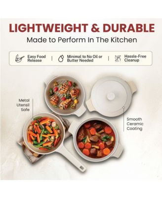 8-Piece Nesting Ceramic Coating Nonstick Cookware Set with Silicone Handle Covers