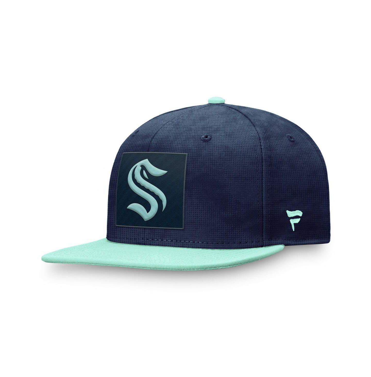 Мужская кепка Fanatics Deep Sea Blue/Light Blue Seattle Kraken Authentic Pro Rink Snapback Hat — фото 1