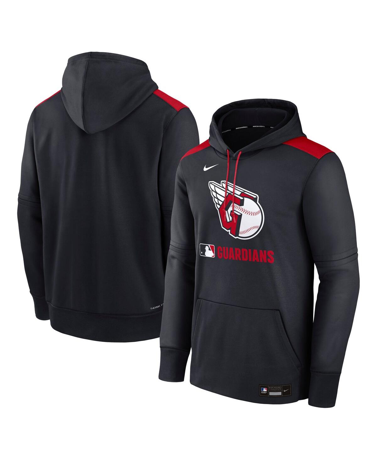 Nike Men's Cleveland Guardians Authentic Collection  Therma Mlb Pullover Hoodie In Blue