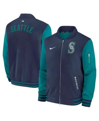 【90's】シアトルマリナーズ ナイキ レザー＆ウール　野球バーシティジャケット Nike Men's Navy/Aqua Seattle Mariners Authentic Collection Dugout