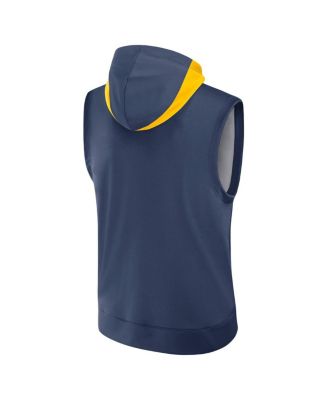 Men's Navy Milwaukee Brewers Authentic Collection Performance Sleeveless Pullover Hoodie
