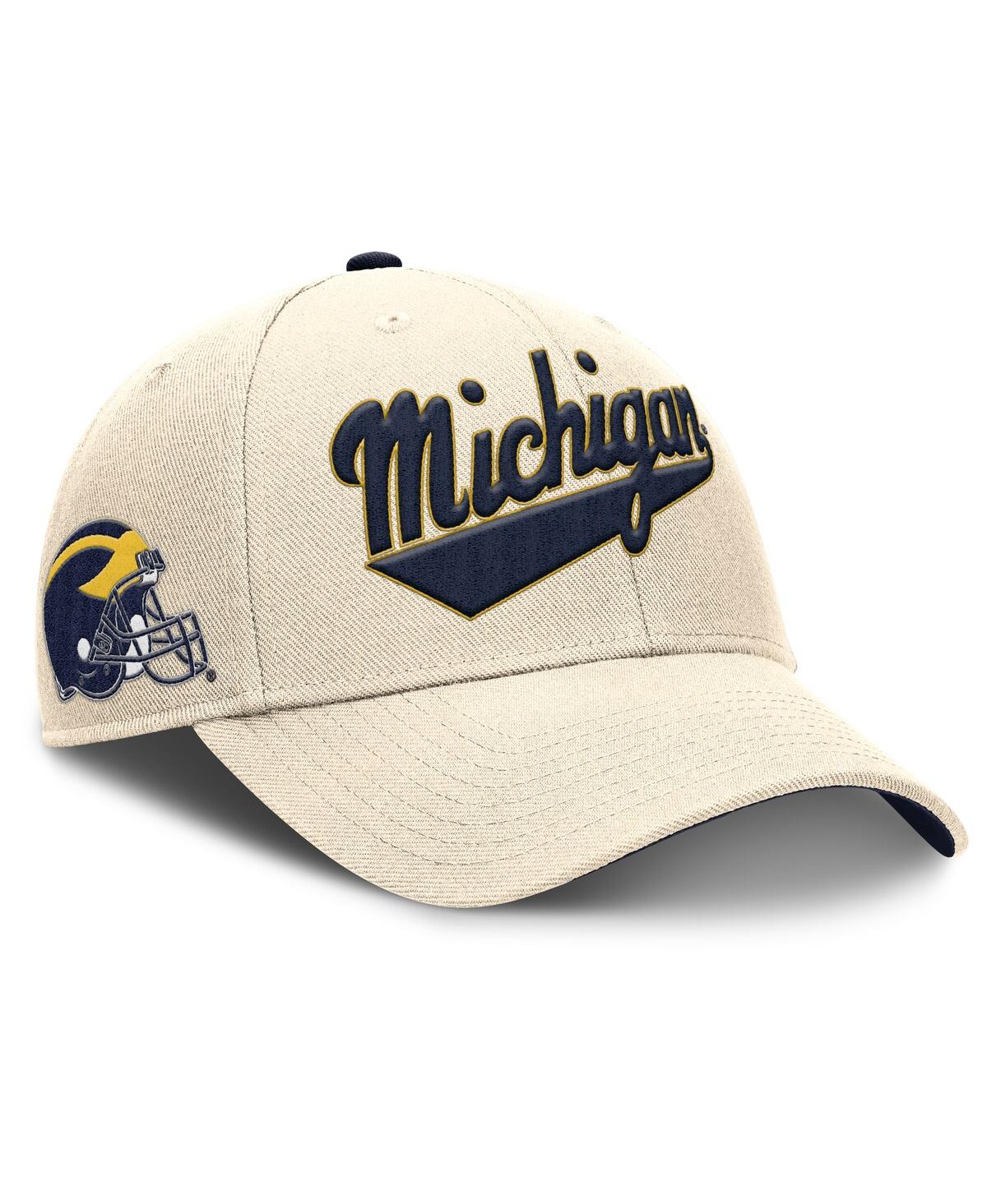 JORDAN MEN'S NATURAL MICHIGAN WOLVERINES PRIMETIME RISE ADJUSTABLE HAT 